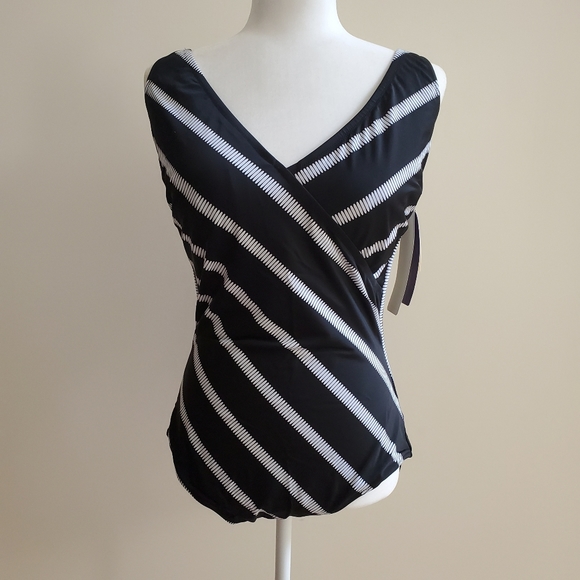 Profile by Gottex Striped Black One Piece Swimsuit - Picture 3 of 8